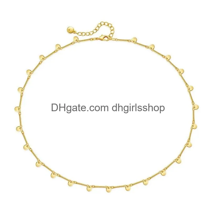 Chokers Choker Ccgood Minimalist Gold Color Chocker Jewelry Disc Pendant Necklaces For Women Metal 18 K Plated Collar Drop Delivery Je Dhnfl
