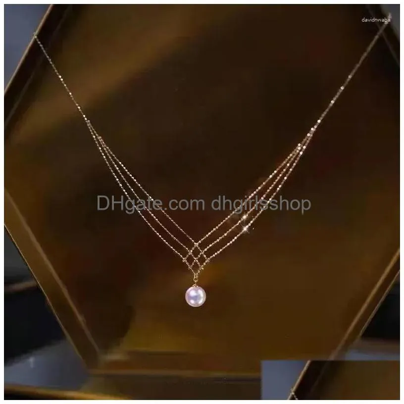 Pendant Necklaces Pearl Necklace Minimalist Design Sense Neck Chain Lock Bone Ins Fashion Elegance Taylors Drop Delivery Dh8Pv