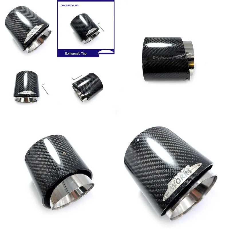 Muffler 1 Piece Real Carbon Exhaust Tips For Mini Cooper Jcw R50 R53 R55 R56 R57 R58 R59 R60 R61 F54 F56 F57 F60 Pipes Drop Delivery Dhl4C