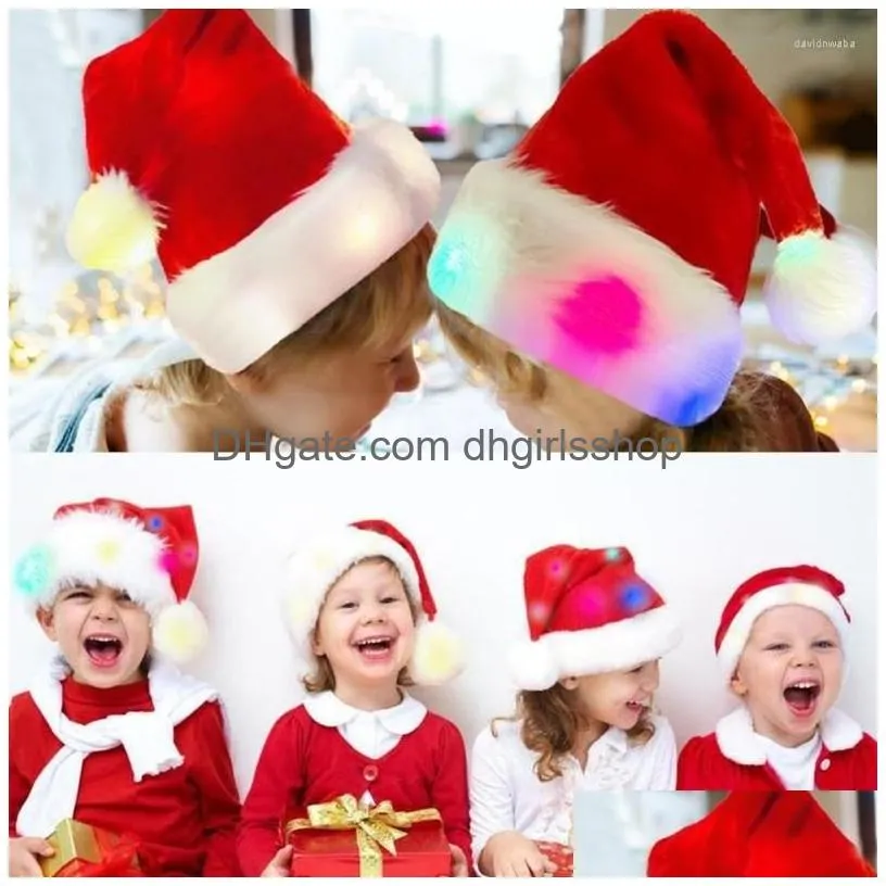 Berets Christmas P Cosplay Santa Hat Uni Comfortable Led Glowing For Adt Wholesale Drop Delivery Dhvrg