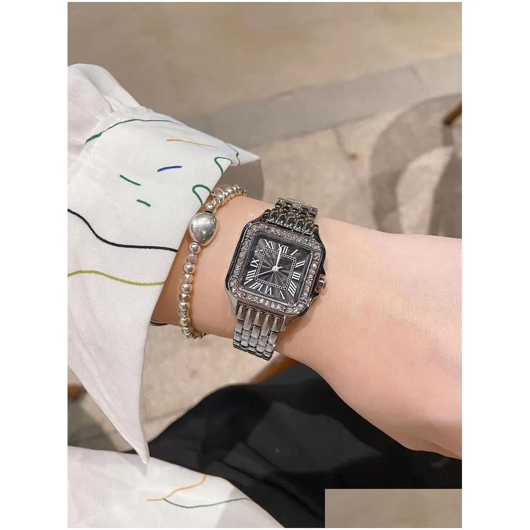 Women`S Watches Classic Elegant Designer Watch Womens Panthere Fashion Simple Watches 30Mm Square Fl Stainless Steels Diamond Women G Dhztf