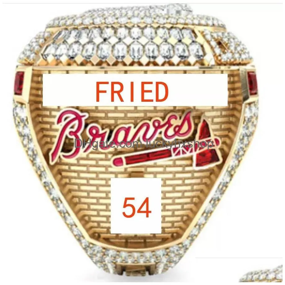 Top-Grade Aaaadd 9 Players Name Ring Soler Man Albies 2021 2022 World Series Baseball Braves Team Championship With Wooden Display Bo Dhstb