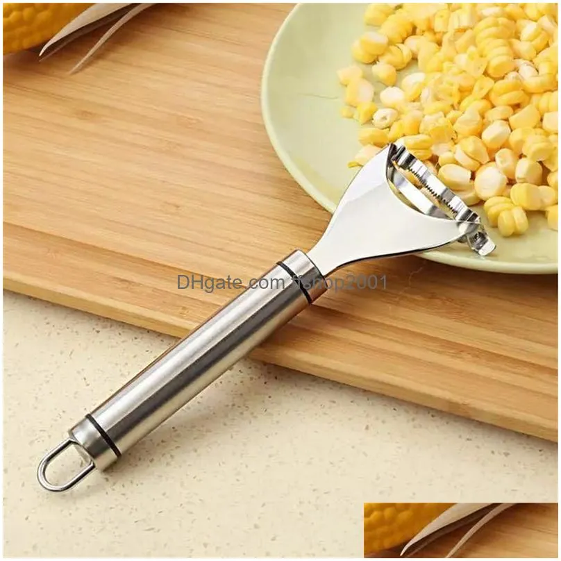 stainless steel corn stripper fruit vegetable tools cob peeler threshing kitchen gadget cutter slicer ergonomic handle aa