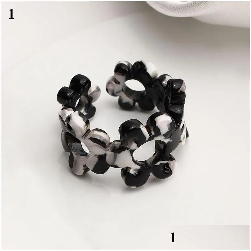 Cluster Rings Leopard Heart Vintage Colorf Plastic Twisted Hollow Finger Ring Geometric Opening Resin Acetic Acid Acrylic Drop Delive Dha2G