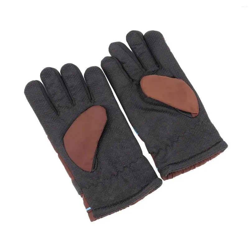 cycling gloves polyester fiber comfortable grip thickened fleece lining blue brown windproof riding for motorcycle