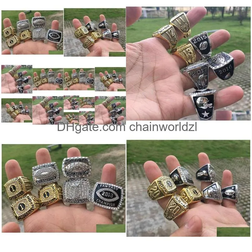 7 pcs fantasy american football championship ring men fan souvenir gift wholesale 2019 drop 