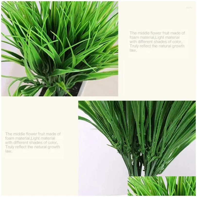 decorative flowers 1pc artificial plastic 7-fork simulation grass plant fake flower wedding arrangement christmas home decoration