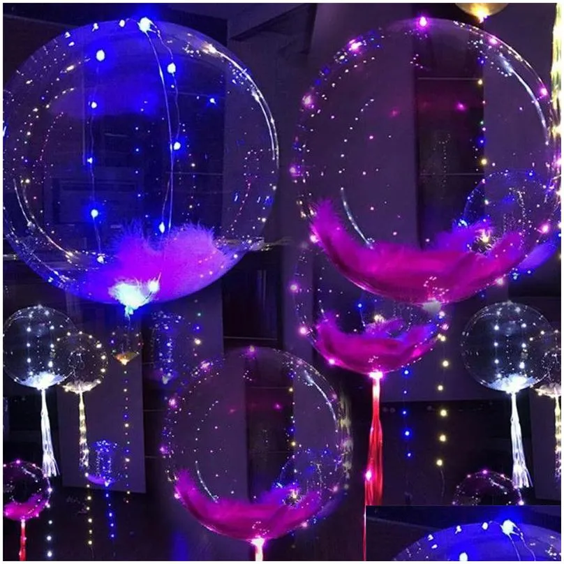 luminous led balloon string colorful transparent round bubble wedding balloons lighting more colors / after put in helium about