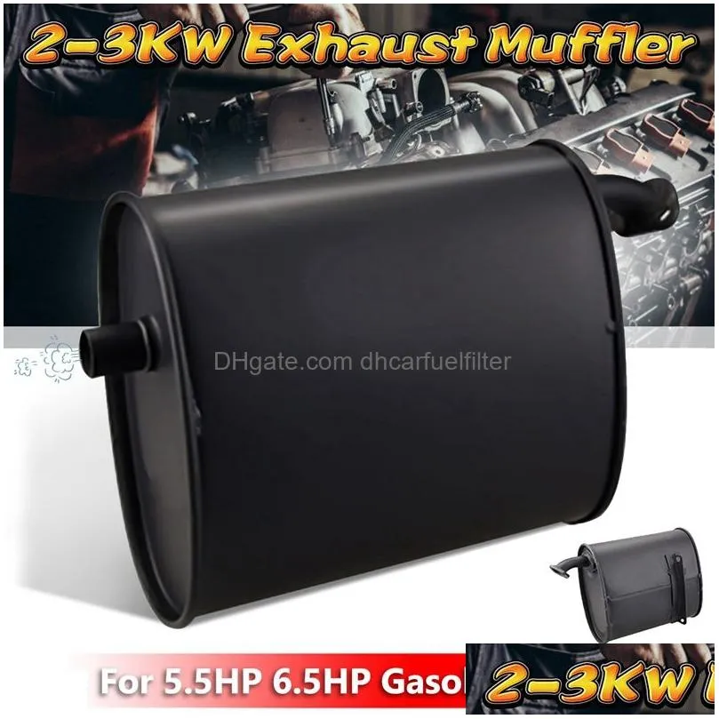 gasoline generator universal black iron 2-3kw exhaust muffler for 5.5hp 6.5hp 3500w 4000w accessories1