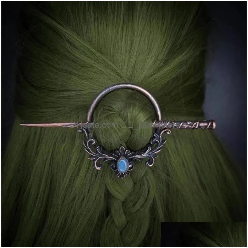 Hair Clips & Barrettes Hair Clips Vintage Moonstone Sticks For Women Gothic Retro Maple Crow Skl Antler Chopsticks Hairpins Accessori Ot8Qp
