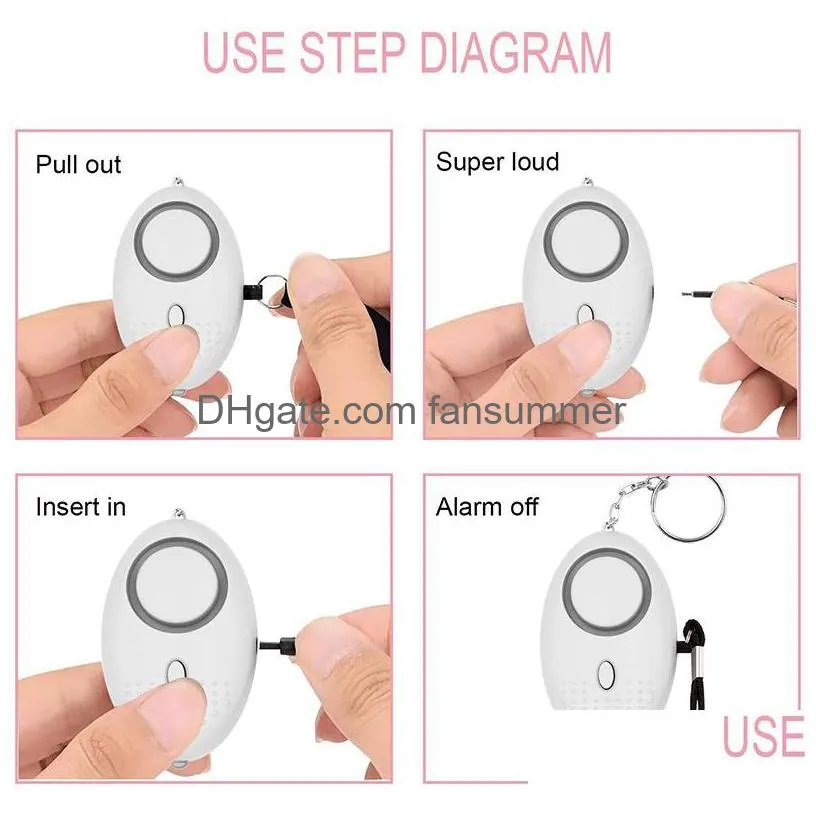 Anti-Lost Alarm 1X Personal Self Defense Alarm Girl Women Old Man Security Protect Alert Safety Scream Loud Keychain 130Db Egg Drop De Dhjpv