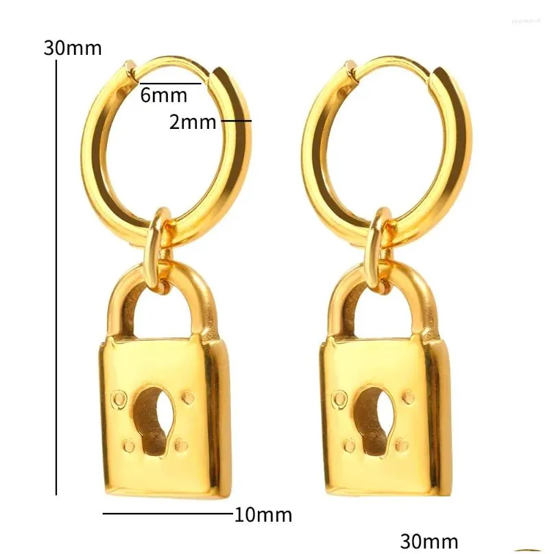 stud earrings jinhui stainless steel padlock pendant earring keyhole hollow gold color wholesale hip-hop punk for women jewelry gifts