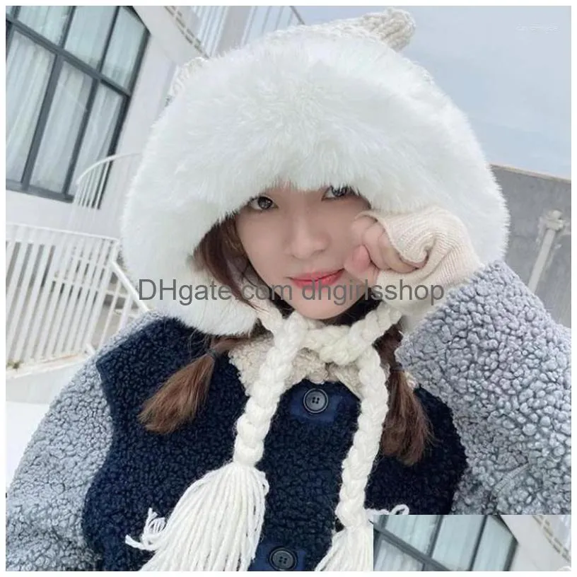 Berets P Lei Feng Hat Windproof Bomber Winter For Outdoor Cycling Skiing Hiking Drop Delivery Dh4Nh