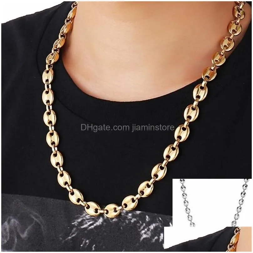 Pendant Necklaces Classic Fashion High Quality Metal Coffee Bean Chain Long Necklace For Men Drop Delivery Dhin9