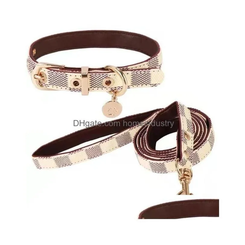 dog collars leashes 7colors fashion og designers letters print old flowers grid pattern cute casual adjustable strong and durable do