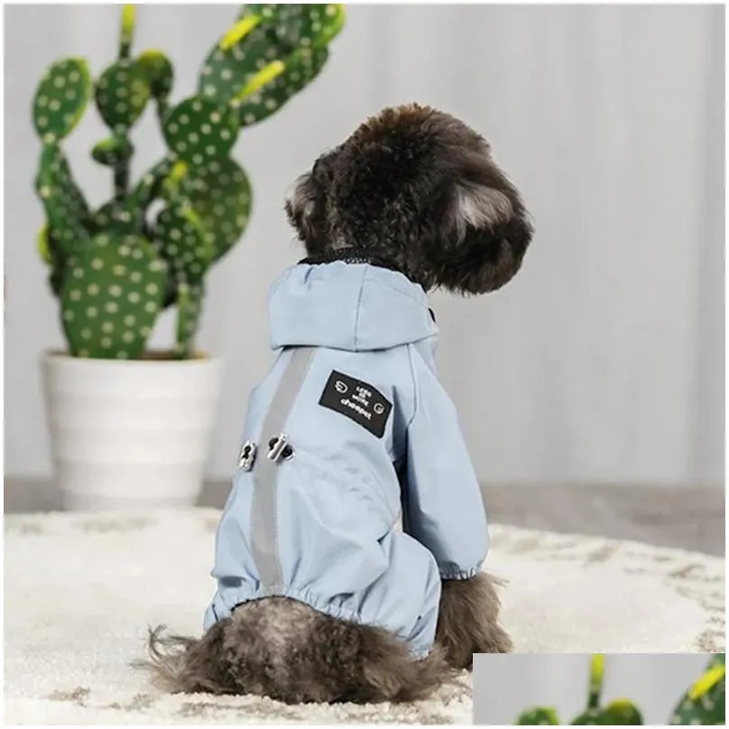 dog apparel reflective raincoat night walk rain coat for small dogs waterproof clothes chihuahua labrador jumpsuit hooded