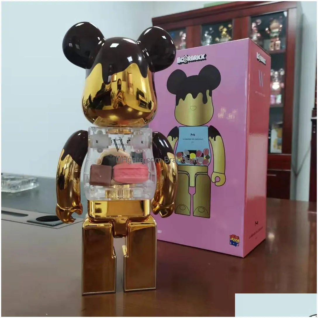 Movie & Games New Bearbrick 400% Chocolate Arone Millennium Building Blocks Violent Bear Trend Ornaments Handmade Model Toys Gifts 28C Dhnco