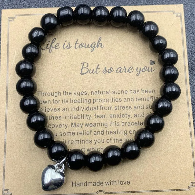 8mm pink zebra stone bead bracelet with card holiday gift men and women friendship love beaded bracelet