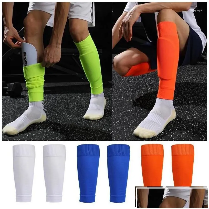 sports socks plus elasticity size soccer shin men guards adts leg kids er calf sleeve sport football pads kicking ball protection dro