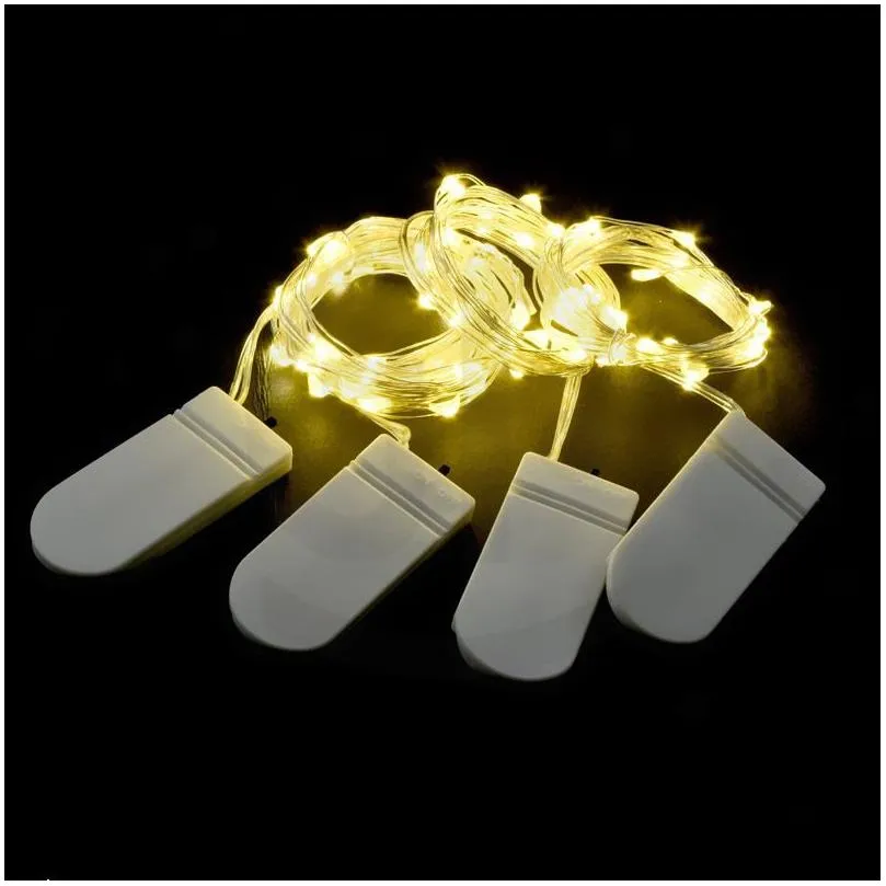 led string light 1m 2m  decorative lamps small battery operated silver wire copper lights for xmas halloween party