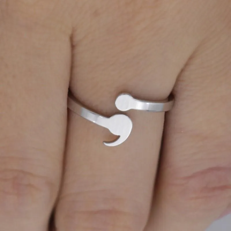 creative stainless steel semicolon ring sizes all