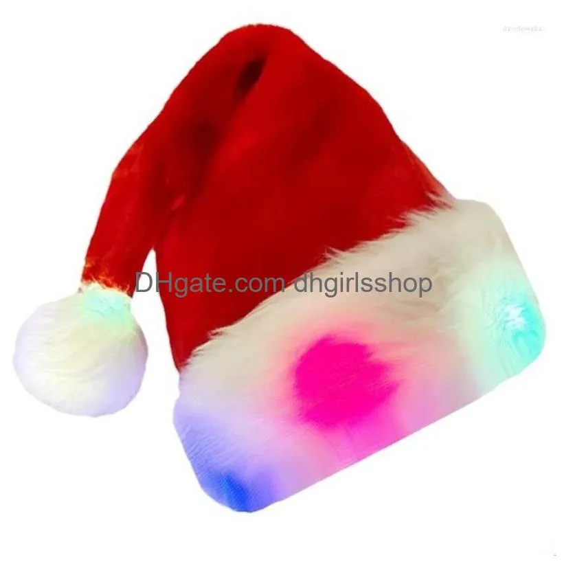 Berets Christmas P Cosplay Santa Hat Uni Comfortable Led Glowing For Adt Wholesale Drop Delivery Dhvrg