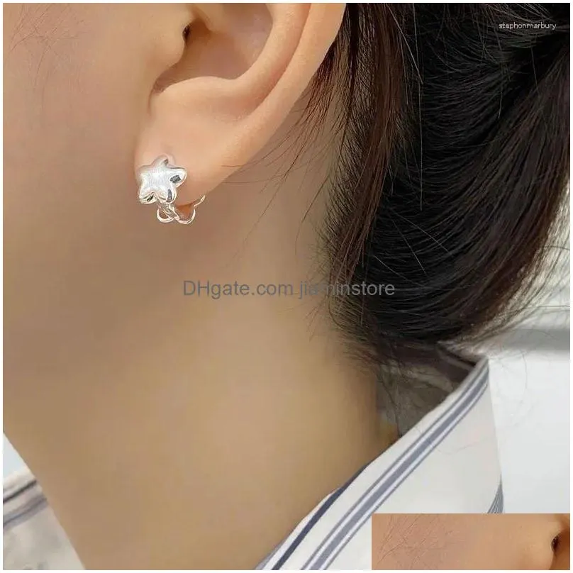 Clip-On & Screw Back Backs Earrings 925 Sterling Sier Flower For Women Girl Simple Fashion Smooth Versatile Design Jewelry Party Gift Dhybe