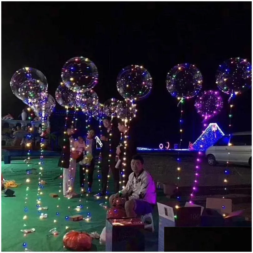 luminous led balloon string colorful transparent round bubble wedding balloons lighting more colors / after put in helium about