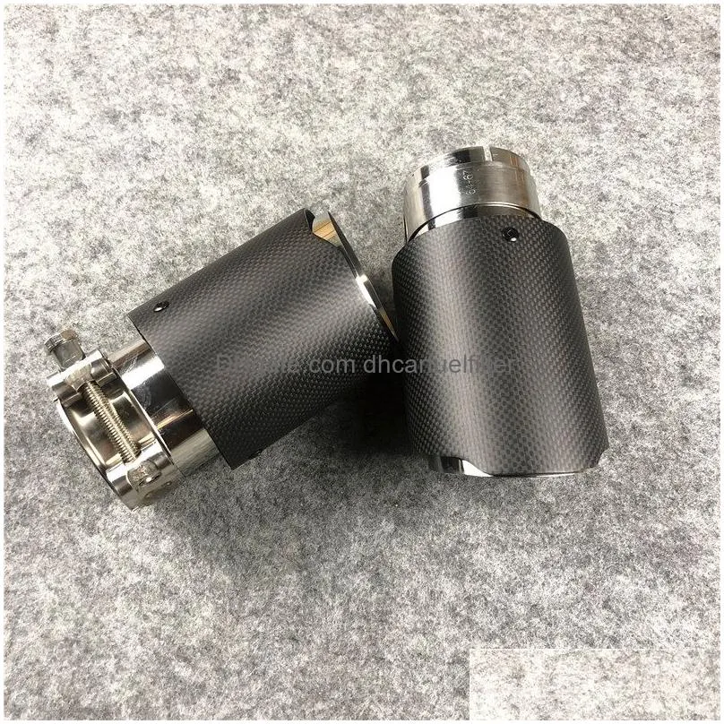 glossy stainless steel muffler end pipe exhaust tip for universal akrapovic carbon tail tipsone pcs