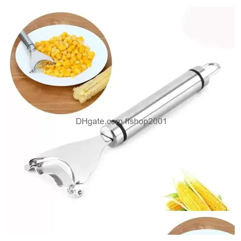 stainless steel corn stripper fruit vegetable tools cob peeler threshing kitchen gadget cutter slicer ergonomic handle aa