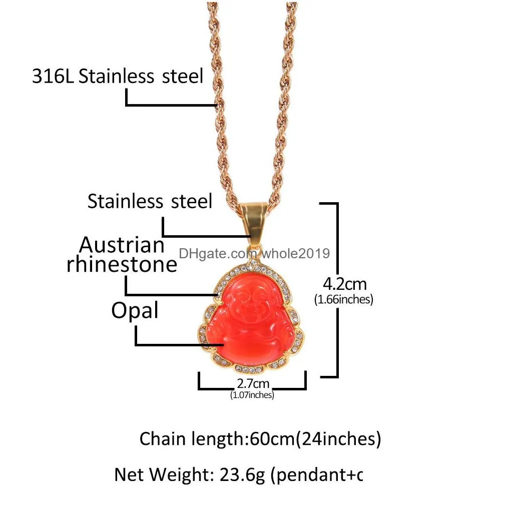 Pendant Necklaces Hip Hop Necklace Jewelry Chalcedony Maitreya Pendant High Quality Iced Out Buddha Gold Plated Necklaces Drop Deliver Dhydt