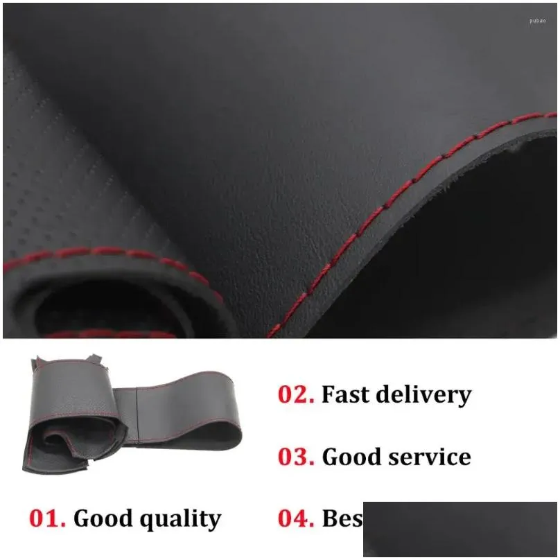 steering wheel covers hand-stitched black leather car cover for infiniti q50 2014 2024 qx50