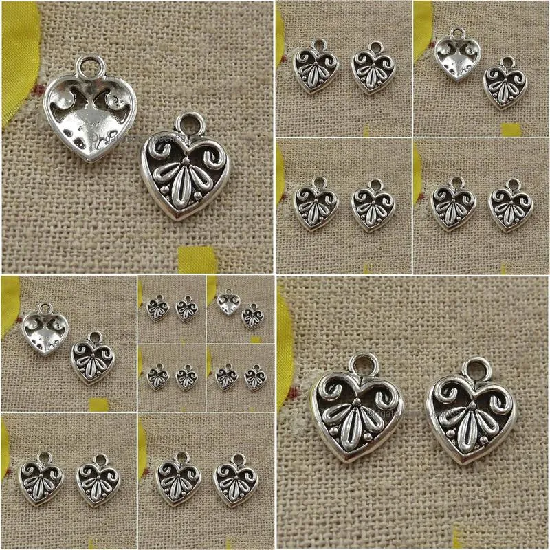 Other Charms 360 Pieces Tibetan Sier Heart 15X1M 4588 Drop Delivery Jewelry Jewelry Tools Equipment Dhrbw