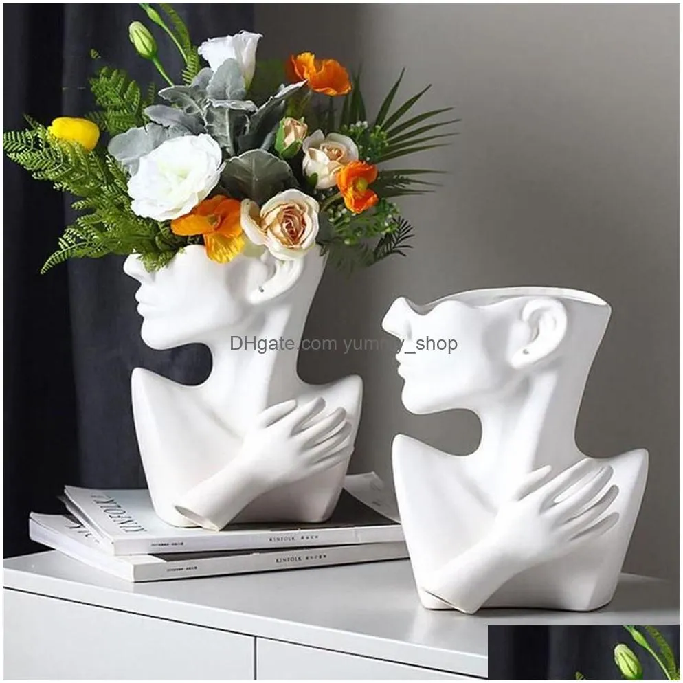 vases resin vase home decor flower pot sculpture room decoration jewelry stand necklace display european art statue model266u