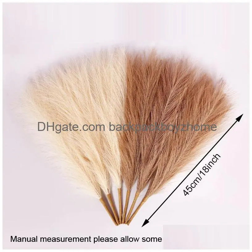 Decorative Flowers & Wreaths 45Cm Faux Pampas Grass Dried Reed Flowers Bouquet Artificial Pompous Fake Plant Home Room Decor Wedding F Dh4C8