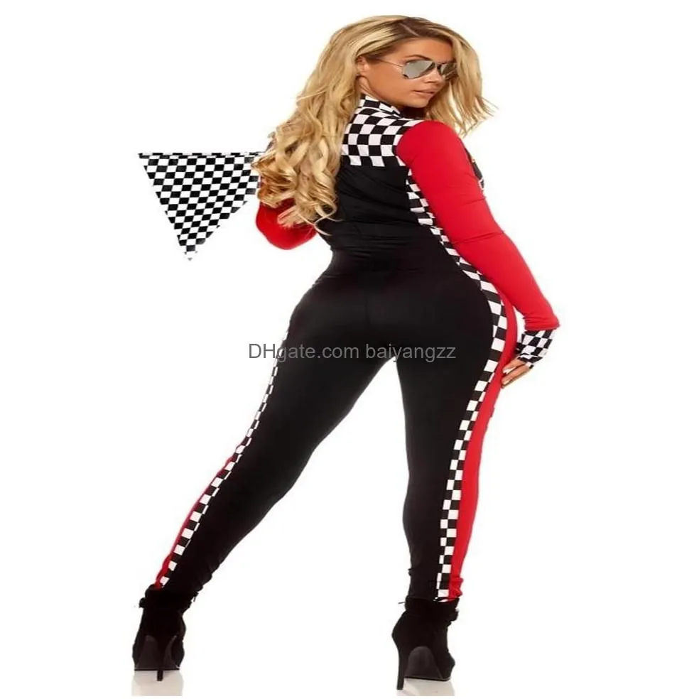 women sexy racer girl jumpsuit racing race car driver costume263q