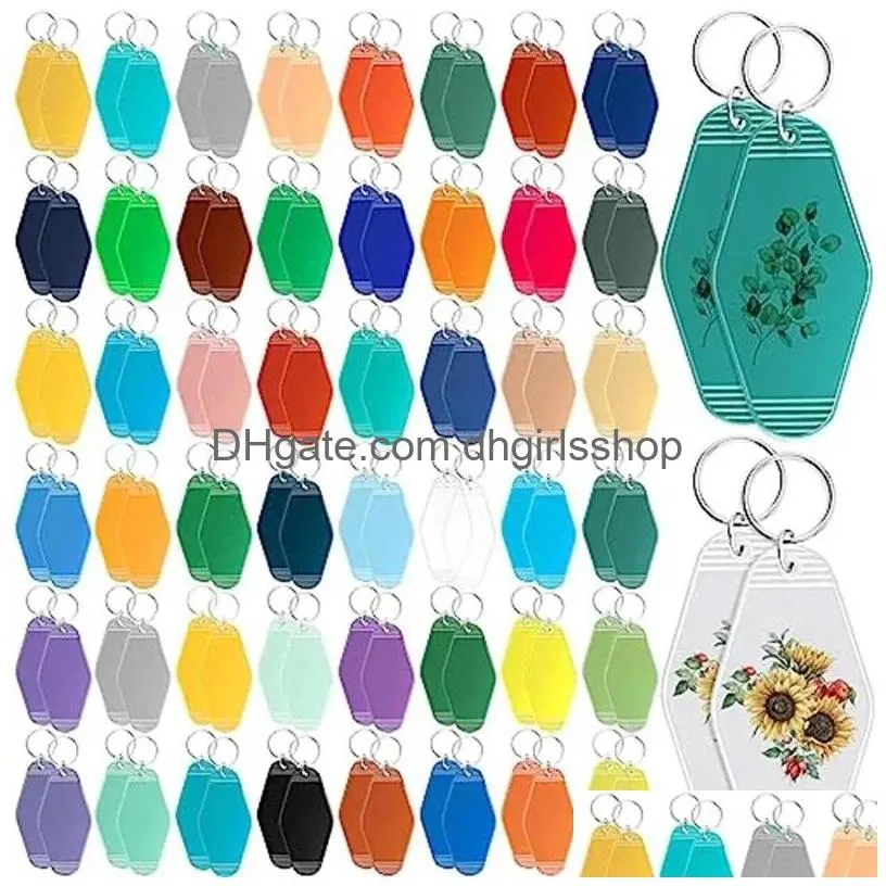 Keychains & Lanyards Keychains 100 Pcs 50 Colors Sublimation Vintage El Keychain Blanks Drop Delivery Fashion Accessories Dh3Pl