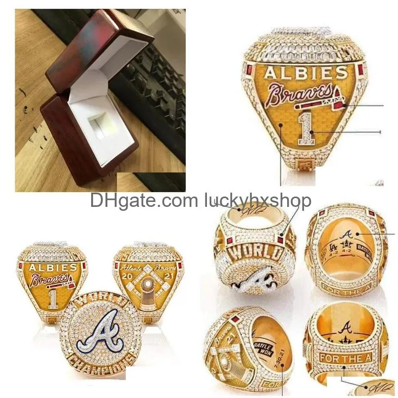 Top-Grade Aaaadd 9 Players Name Ring Soler Man Albies 2021 2022 World Series Baseball Braves Team Championship With Wooden Display Bo Dhstb