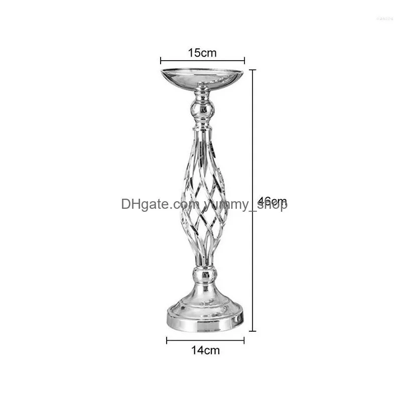 party decoration silver/gold flowers vase candle holder road lead table centerpiece metal stand candlestick for wedding dinner decor