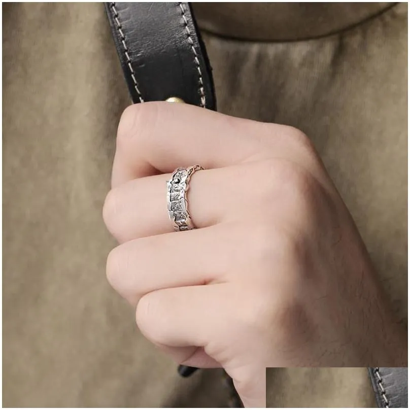 Cluster Rings Abyss Band Ring For Men Stainless Steel Stackable Cool Minimalist Adjustable Jewelry Emo Boy Gift Drop Delivery Dhtkl