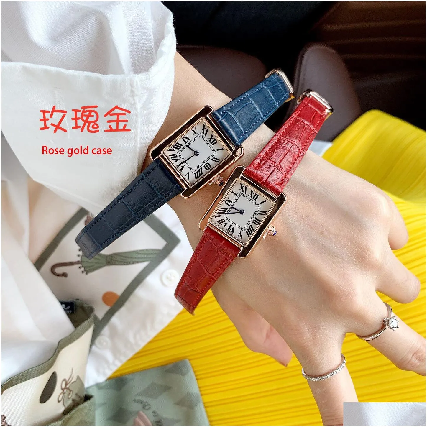 Women`S Watches Luxury Women Watches Quartz Movement Leather Strap Dress Watch Men Wristwatch Splash Waterproof Lover Clock Design Ro Dhpog