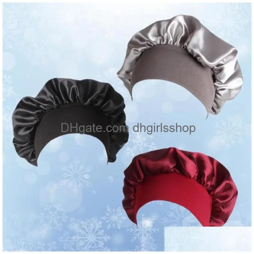 Berets 32 X32Cm Sleep Cap Lady Slee Hair Wrap Miss Stretchy Headbands Drop Delivery Dhjb7