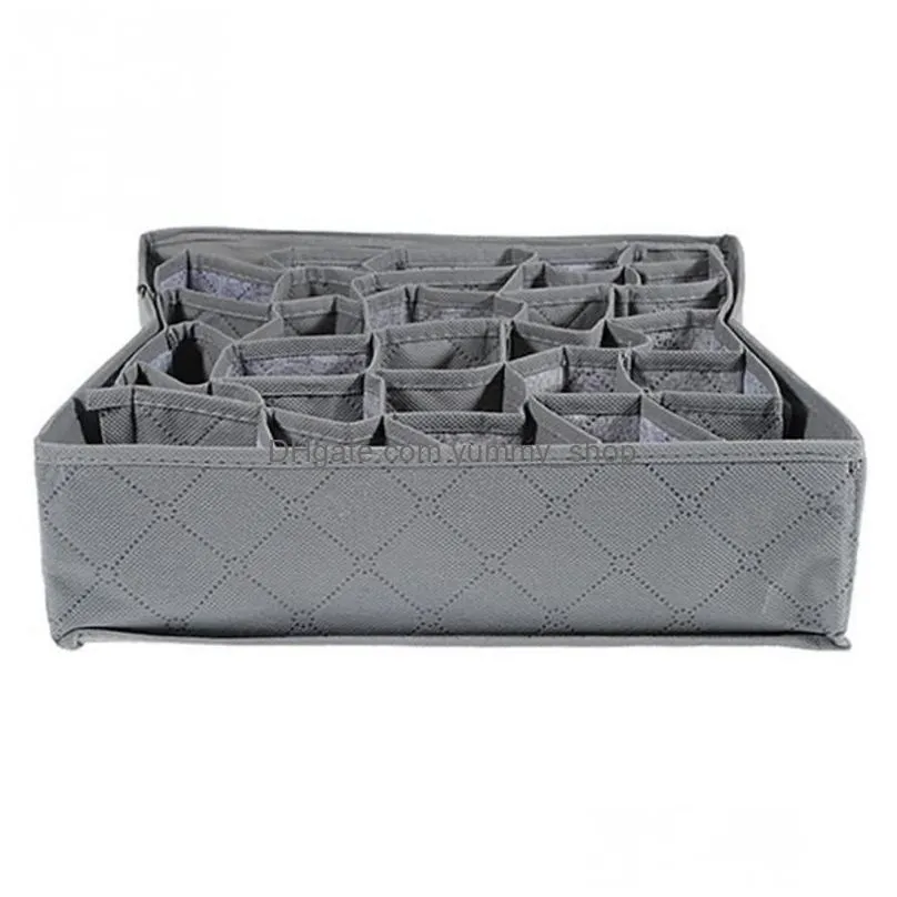 30 cells foldable non-woven fabric underwear socks tie drawer organizer storage box 34x32x10cm