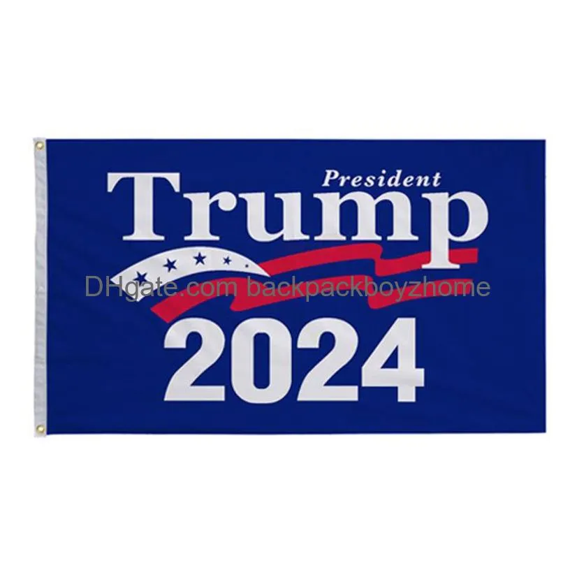 Banner Flags 90X150Cm/3X5Ft Trump 2024 Flag U.S. General Election Banner 2 Copper Grommets Save America Again Flags Polyester Outdoor Dhfug