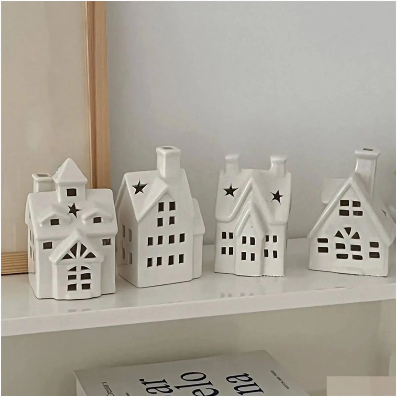 Christmas Decorations 1Pc Decorations Village House Modern Ceramic Named Night Lamp For Bedroom Tabletop Christmas Decoration Celebrat Dhglj