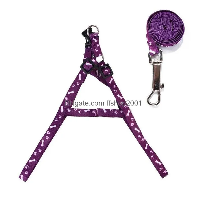 dog harness leashes nylon printed adjustable pet collar puppy cat animals accessories necklace rope fy2893