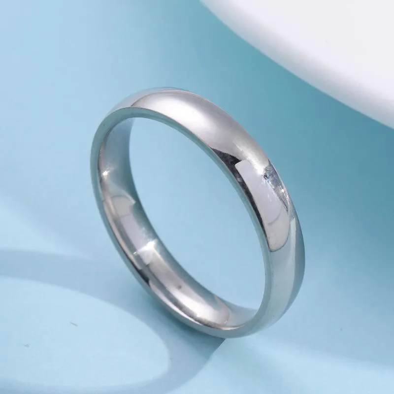 accessories titanium steel ring 4mm circular smooth couple stainless steel exquisite plain ring jewelry women