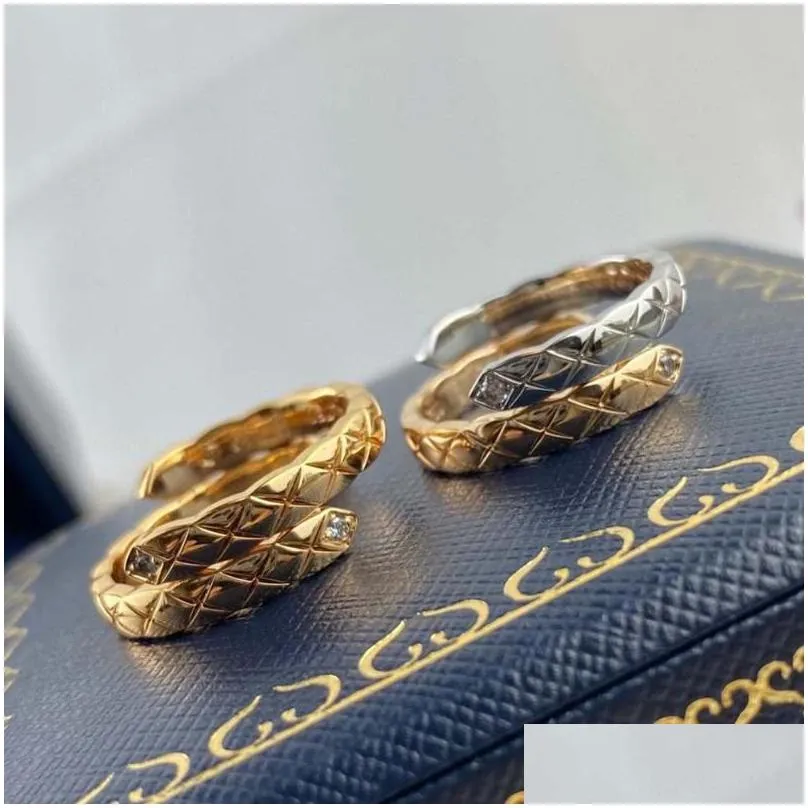 Cluster Rings 2022 Top Quality Fine Jewelry Luxury Cx Plaid 925 Sterling Sier Rose Gold For Women 5A Zircon Crystal Drop Delivery Dhkuo