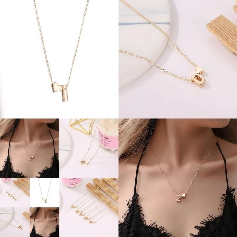 cross europe and america fashion 26 english letter necklace creative peach heart clavicle chain