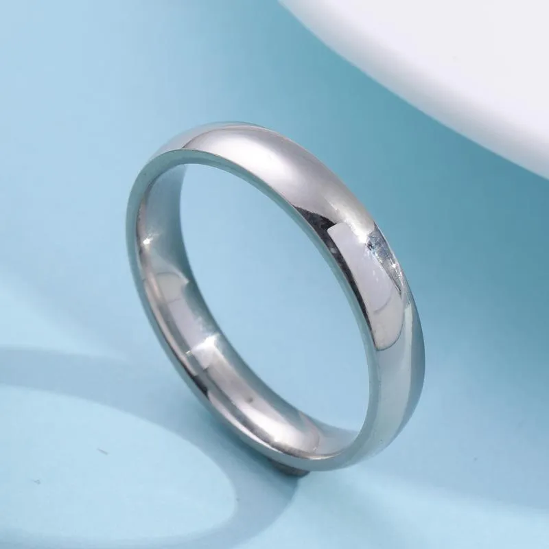 accessories titanium steel ring 4mm circular smooth couple stainless steel exquisite plain ring jewelry women